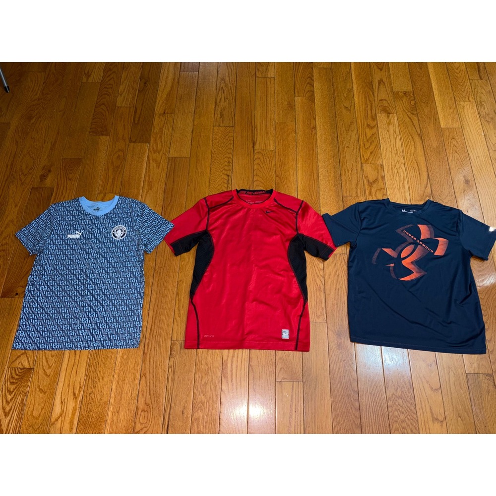 Kids Athletic Shirt Bundle Nike Pro Combat Puma Man City Under Armour Medium M